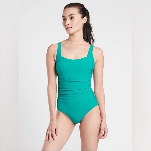 NWT! Athleta Jade Green Square Neck One Piece Swimsuit - Multiple Sizes 🩵 - Picture 1 of 9